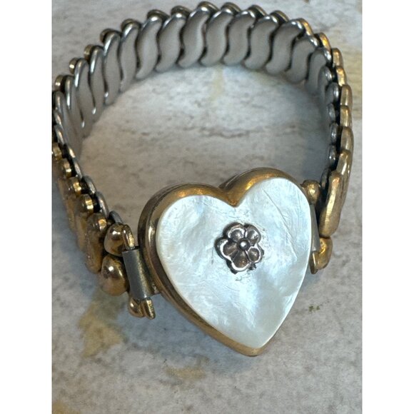 1940s Vintage Sweetheart Expansion Bracelet with Mother of Pearl Heart Co star - Picture 4 of 9